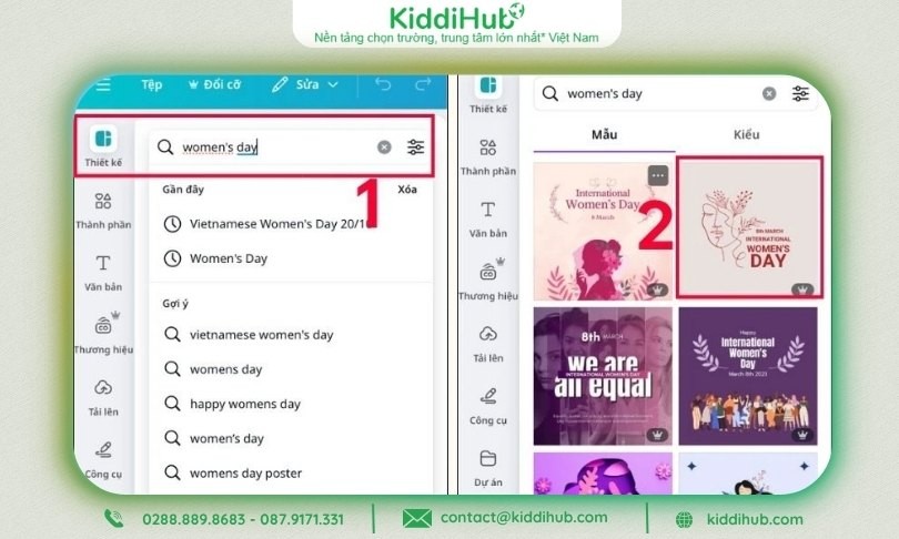 Bước 3: Lựa chọn template thiết kế