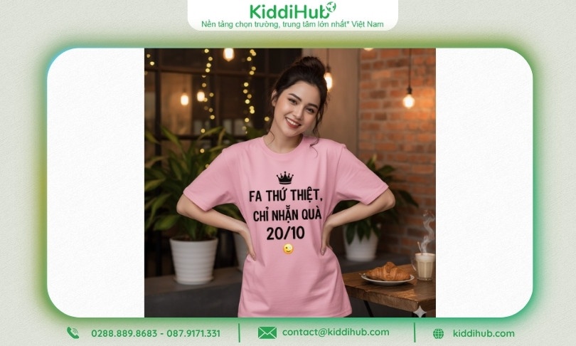 Áo thun slogan vui – Phong cách 20/10 không đụng hàng