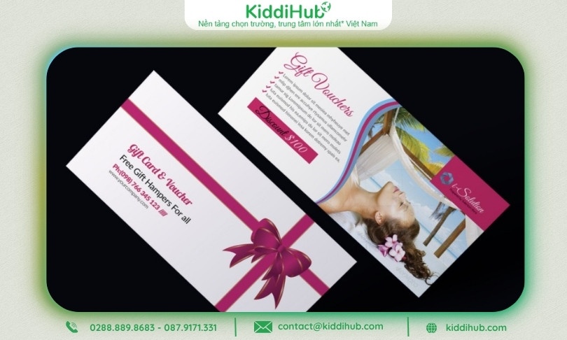Voucher spa đặt trong phong bì kèm thiệp nhỏ