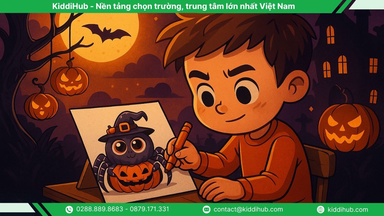 Mẹo giúp bé học vẽ con nhện Halloween hiệu quả