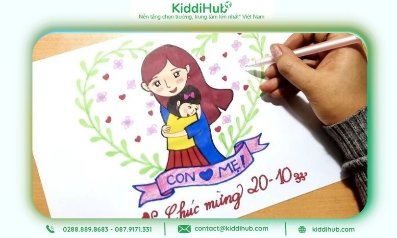 Khoảnh khắc gia đình ấm áp làm cảm hứng vẽ tranh tặng mẹ ngày 20/10
