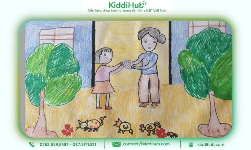 Bé mầm non tạo nên niềm vui bất ngờ với tranh vẽ tặng mẹ 20/10