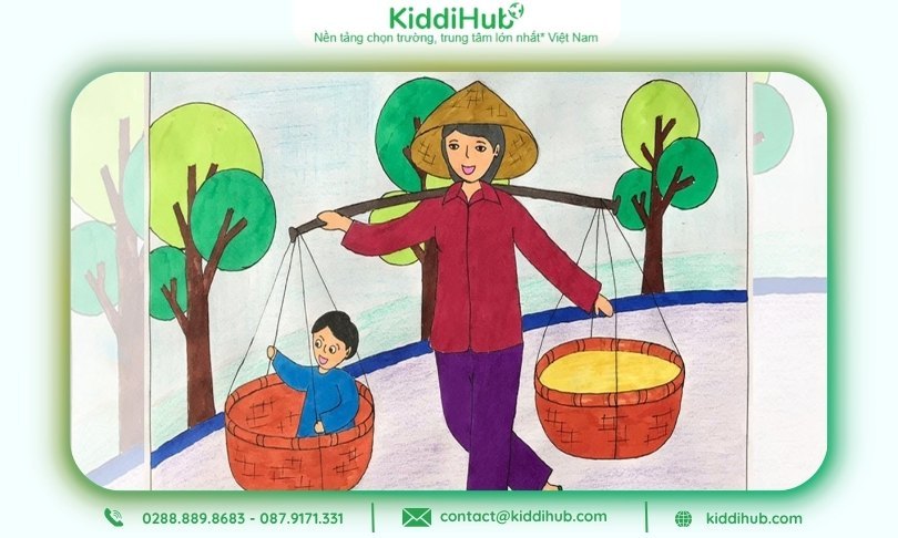 Học sinh THCS vẽ tranh tặng mẹ ngày 20/10 tinh tế, gửi thông điệp yêu thương sâu sắc