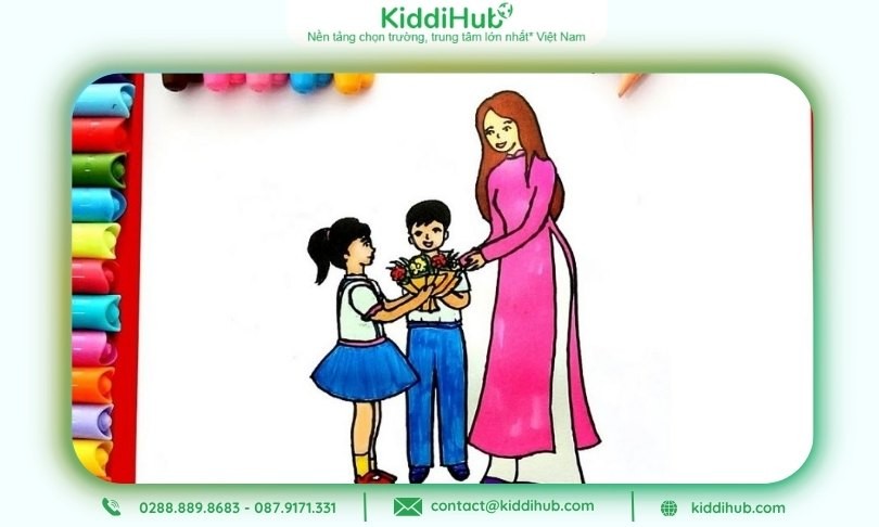 Vẽ tranh tặng mẹ ngày 20/10 bày tỏ lòng biết ơn tới người phụ nữ vĩ đại nhất