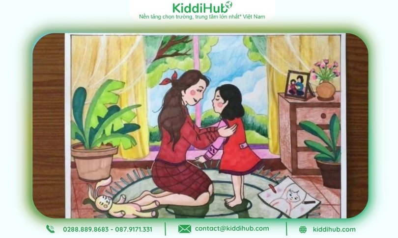 Cảm hứng cho học sinh muốn gửi lời yêu thương bằng cách vẽ tranh tặng mẹ ngày 20/10