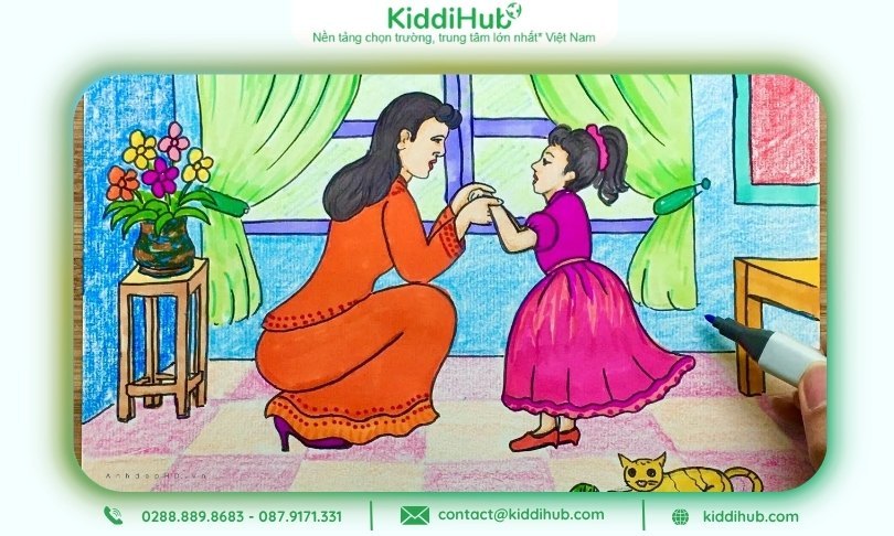 Mỗi bức tranh 20/10 tặng mẹ là biểu tượng yêu thương không lời