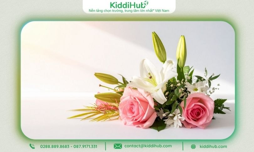Bó hoa Lily trắng kèm hồng phấn ngọt ngào, trong sắng