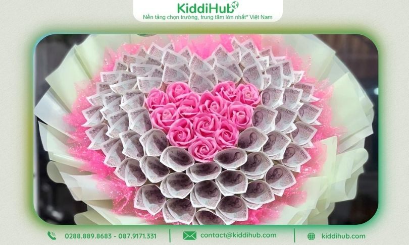 Bó hoa 2K kết hợp hoa hồng giấy
