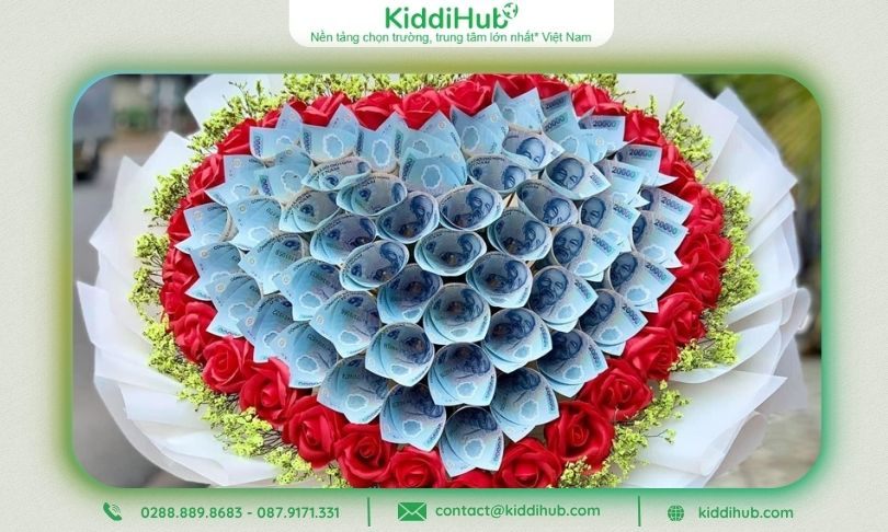 Bó hoa tiền tờ 20K tặng vợ ngày 20/10