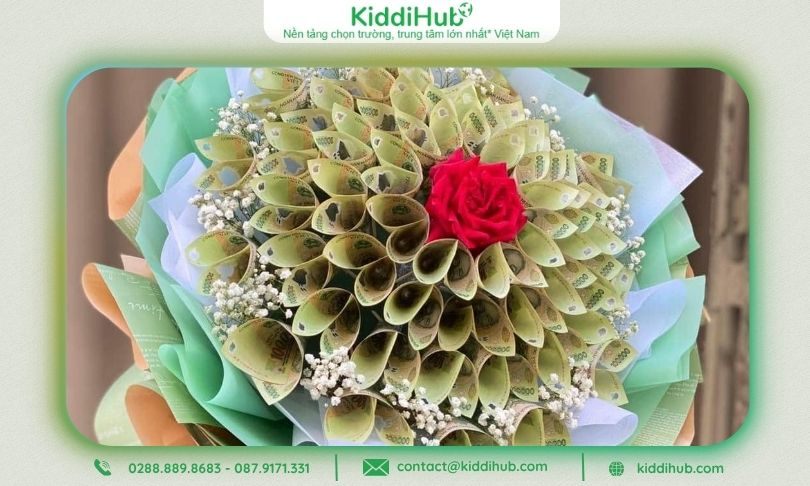 Bó hoa tiền 100K xanh lá thơ mộng