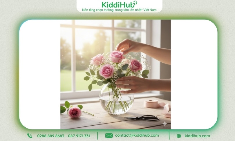 Bình hoa hồng phối baby - Biểu tượng của sự ngọt ngào