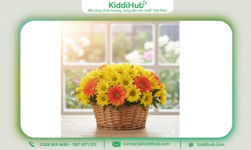 Giỏ hoa cúc & đồng tiền - Sắc màu tươi vui