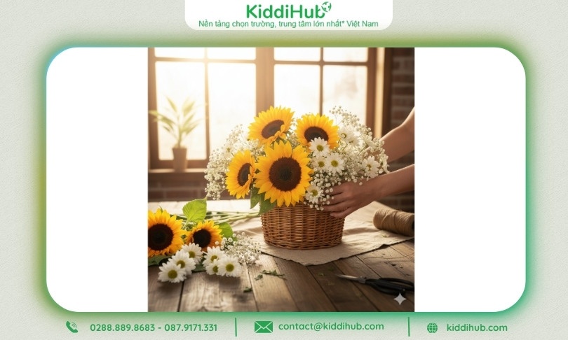 Lẵng hoa hướng dương - Mẫu cắm hoa 20/10 tràn đầy năng lượng