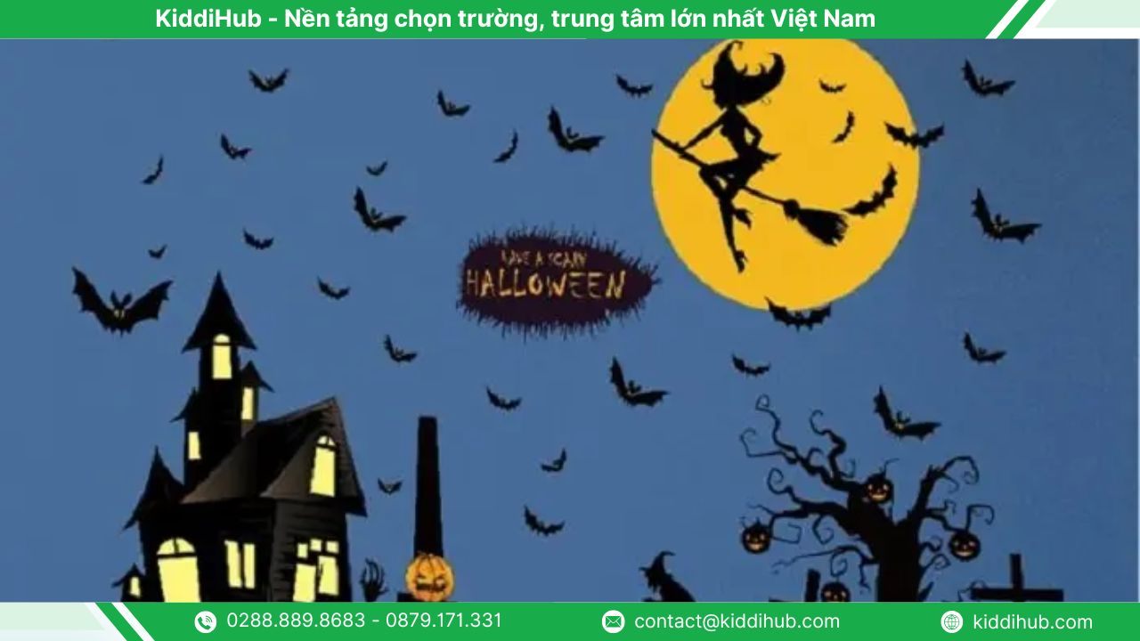 Decal dán tường Halloween thành phố bóng đêm