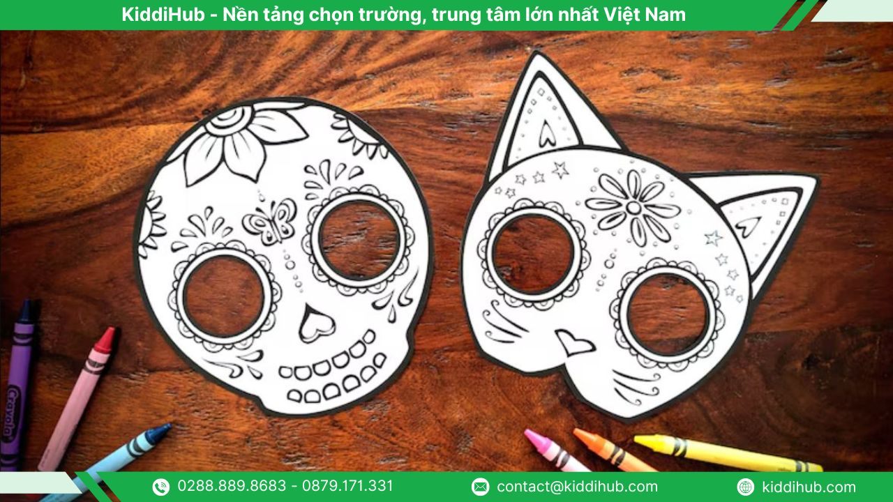 Hướng dẫn từng bước vẽ mặt nạ Halloween cho 3 mẫu cơ bản