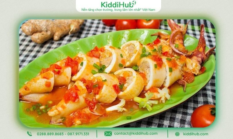 Mực nhồi thịt sốt cà – Đỏ tươi, đậm đà, thể hiện sự sáng tạo