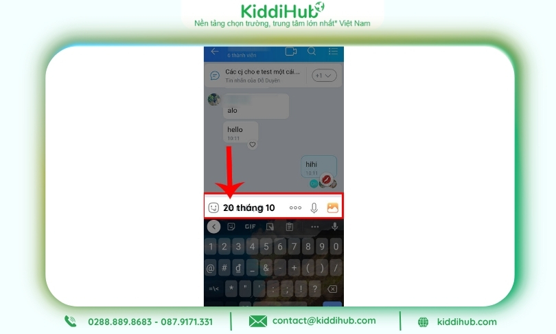 Nhấp vào ô tin nhắn và nhập từ khóa " 20 tháng 10"