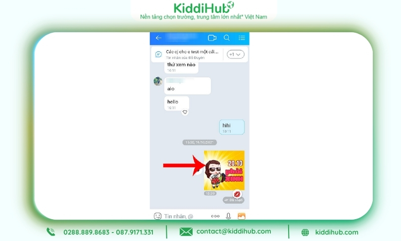 Chạm vào Sticker ấn tượng để gửi đi