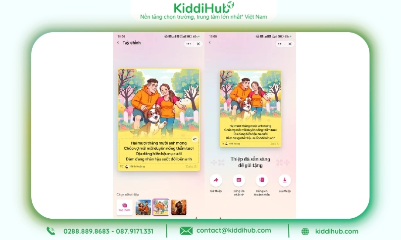 Sau khi chọn được mẫu và lời chúc ưng ý, bạn hãy nhấn "xong" để gửi thiệp đi