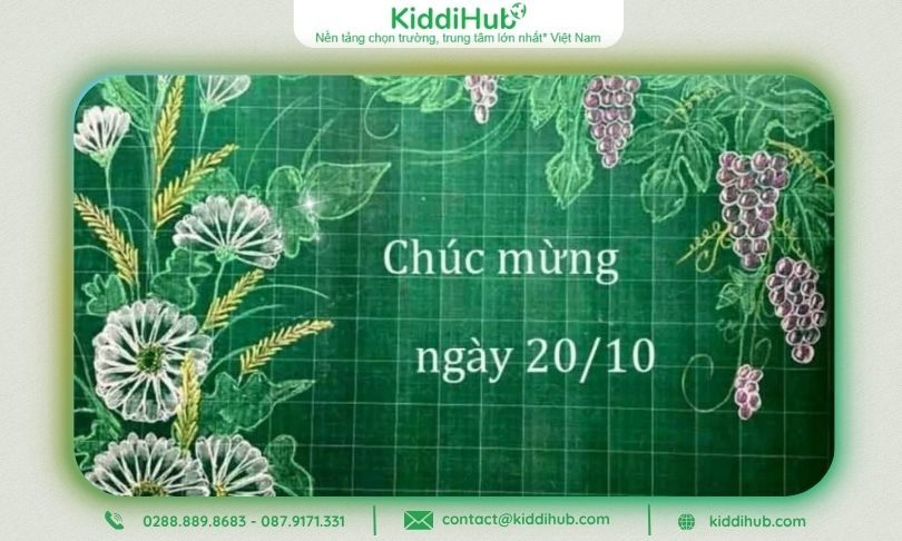 Trang trí bảng 20/10 theo chủ đề hoa lá đơn giản
