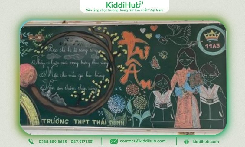 Bảng 20/10 trang trí chủ đề cô giáo toát lên sự ấm áp