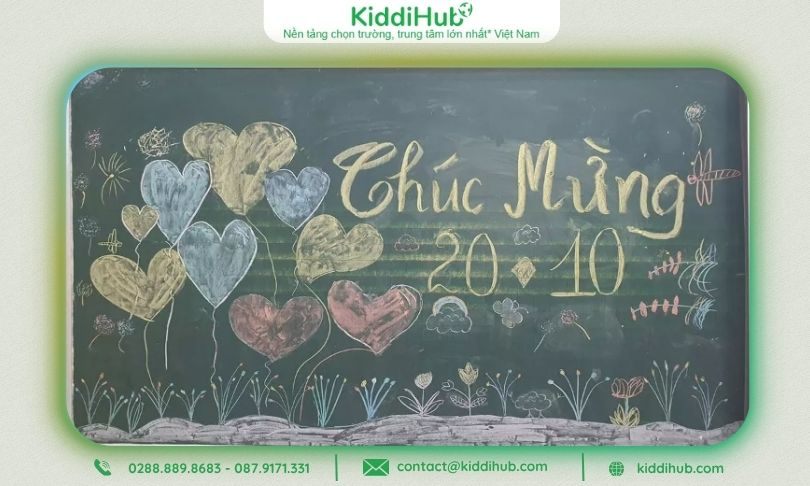 Trang trí bảng 20/10 phong cách dễ thương được chọn lựa nhiều