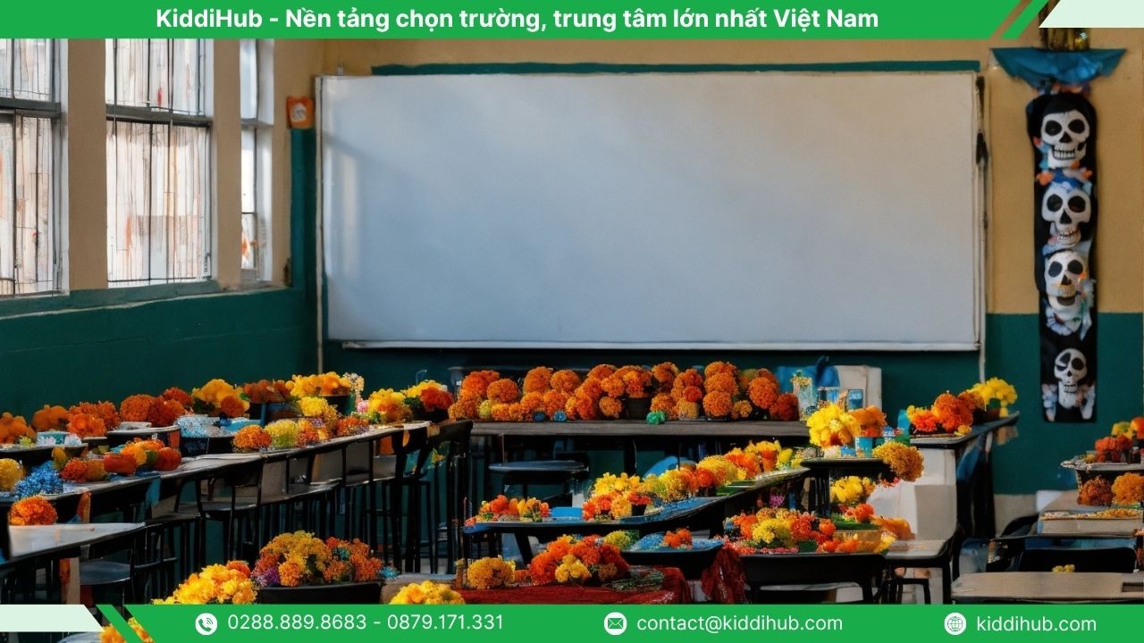 Trang trí bảng lớp và bàn giáo viên