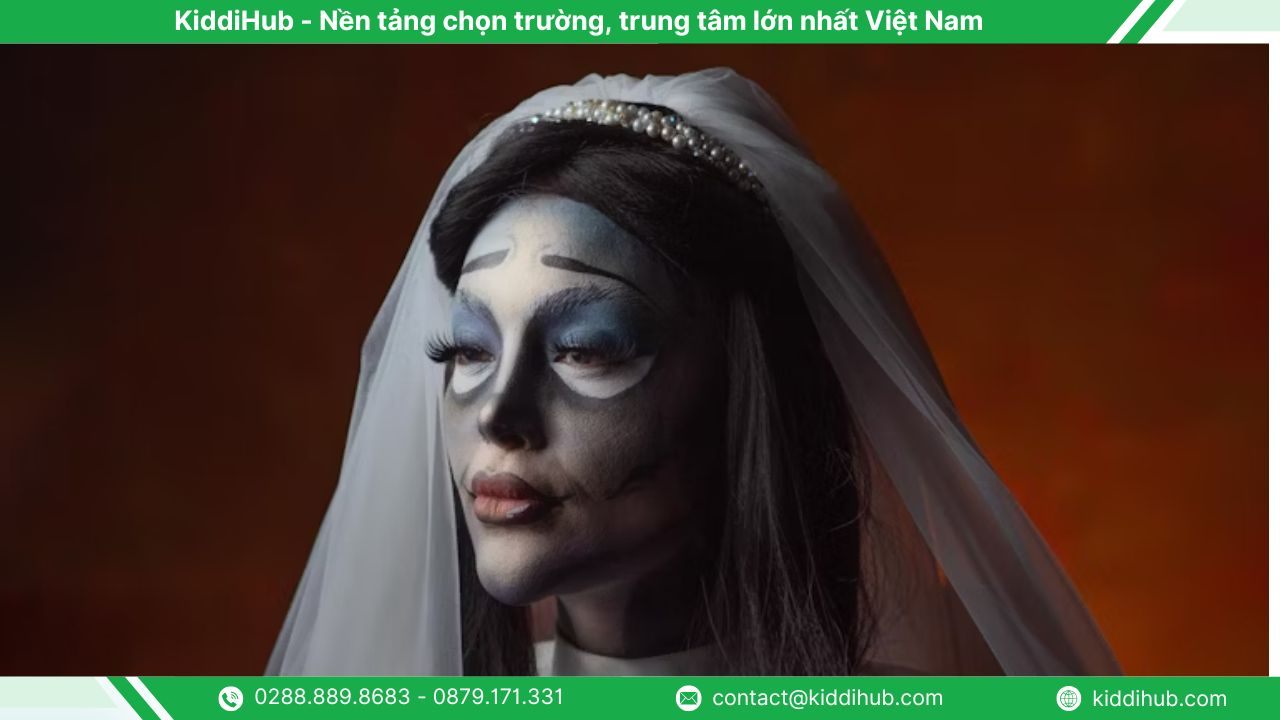 Makeup chi tiết cô dâu ma Halloween