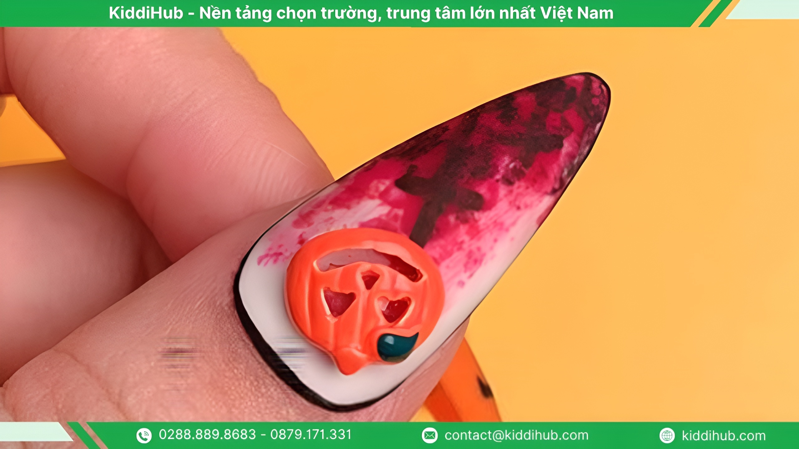 Nail Halloween màu cam bí ngô