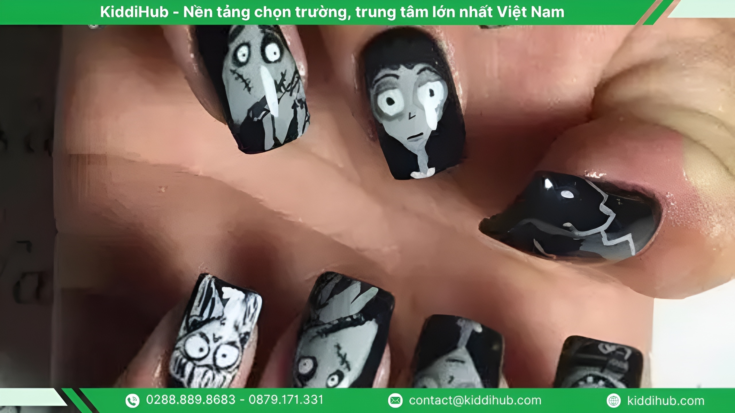 Nail Halloween cùng họa tiết ma quái