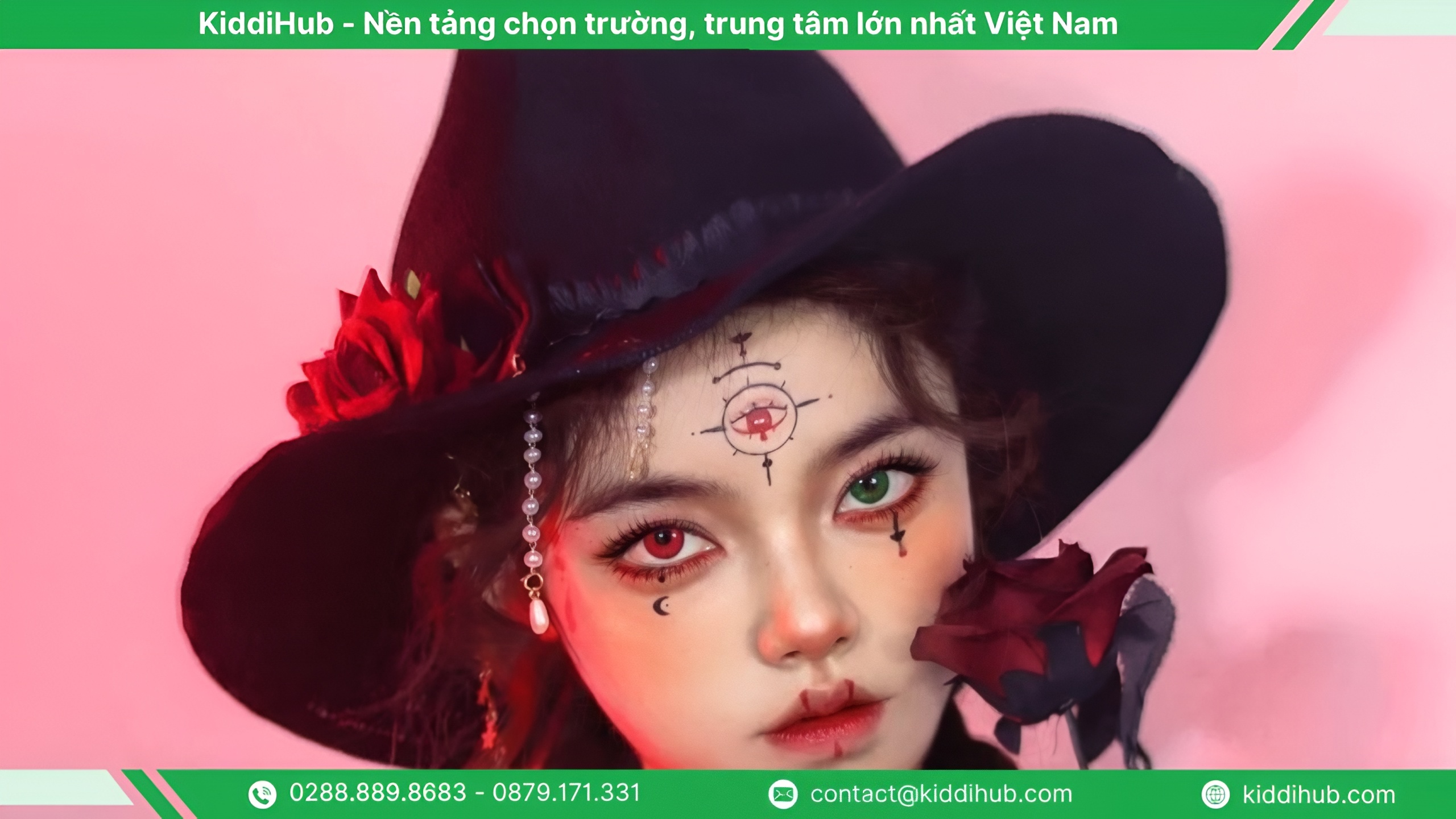 Vẽ mặt Halloween phù thủy