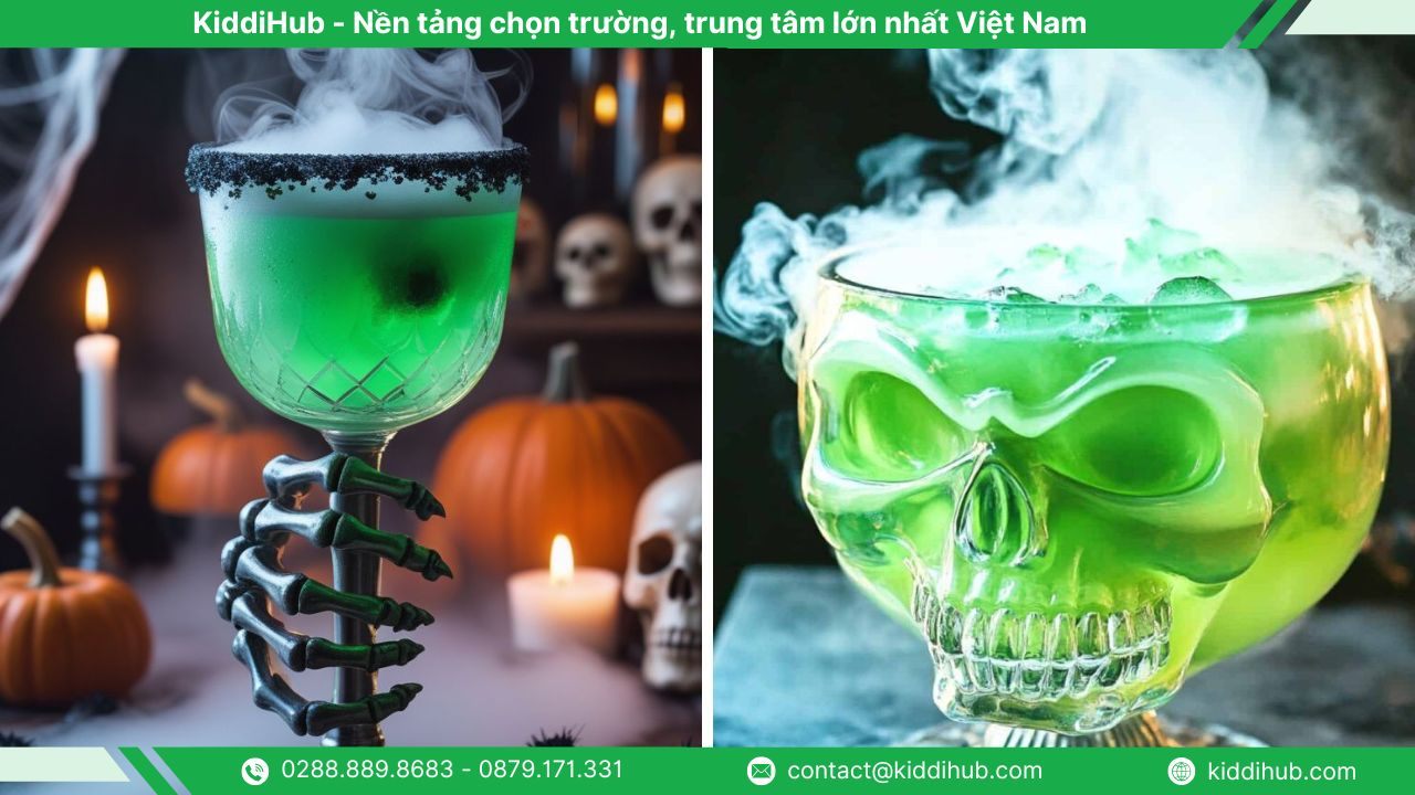 Đồ uống Halloween có hiệu ứng khói và lấp lánh