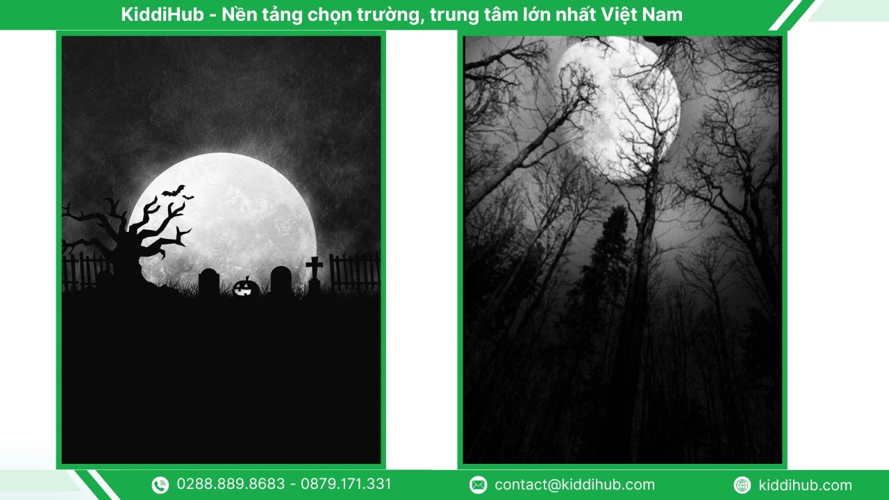 Hình nền Halloween điện thoại tone đen rừng u tối