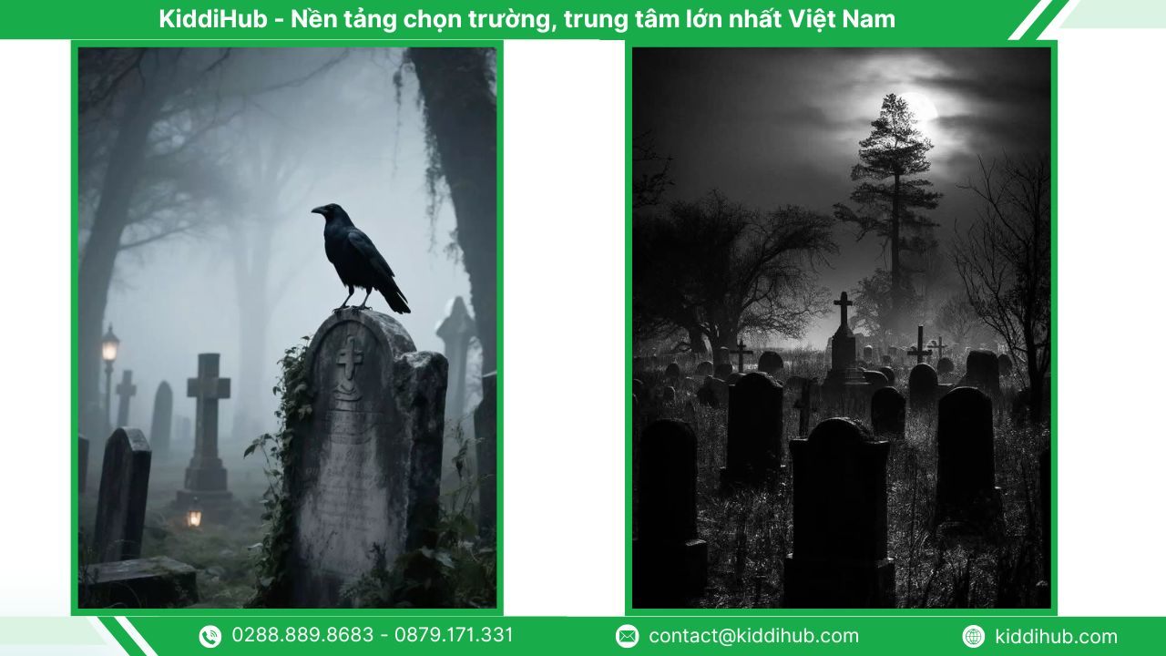 Hình nền Halloween điện thoại ngôi mộ kinh dị