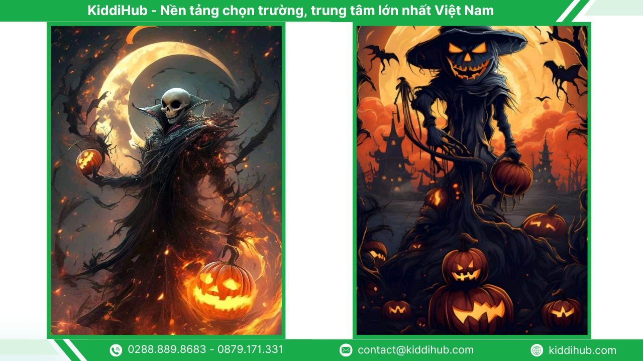 Hình nền Halloween điện thoại tone cam thần chết
