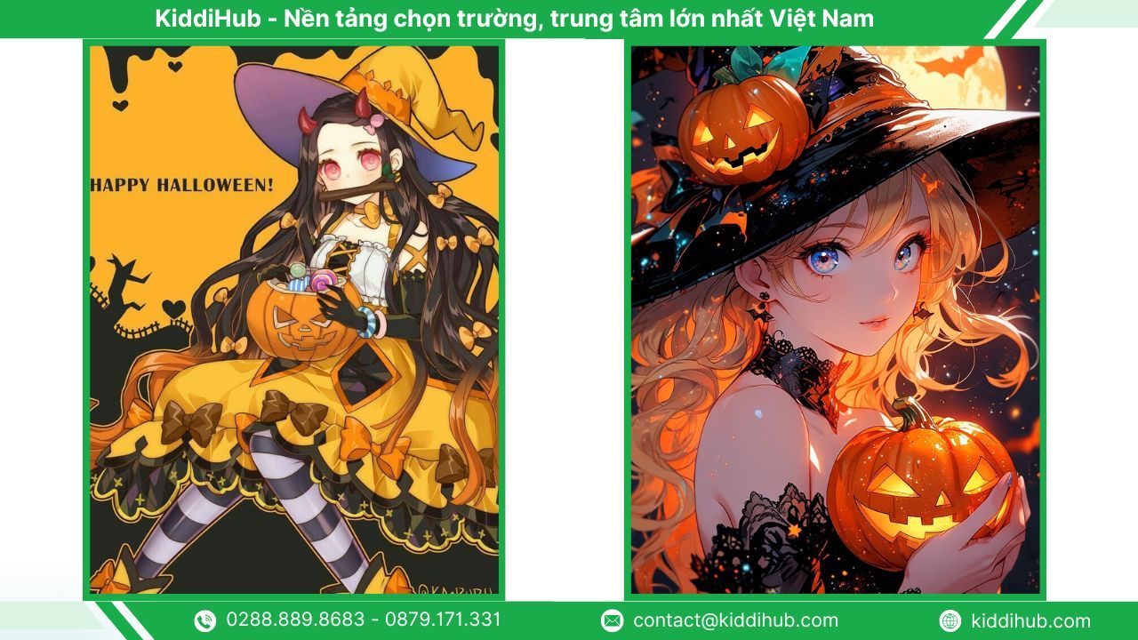 Hình nền Halloween điện thoại anime girl