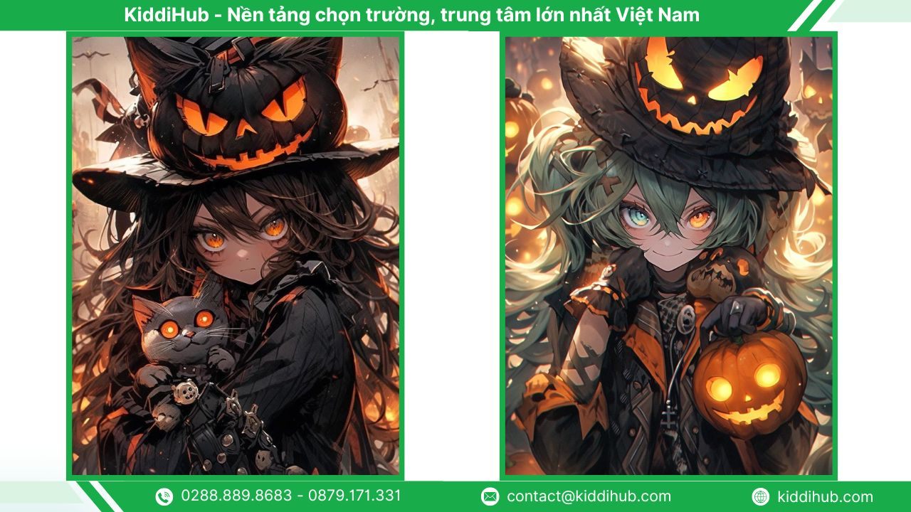 Hình nền Halloween điện thoại anime đáng yêu