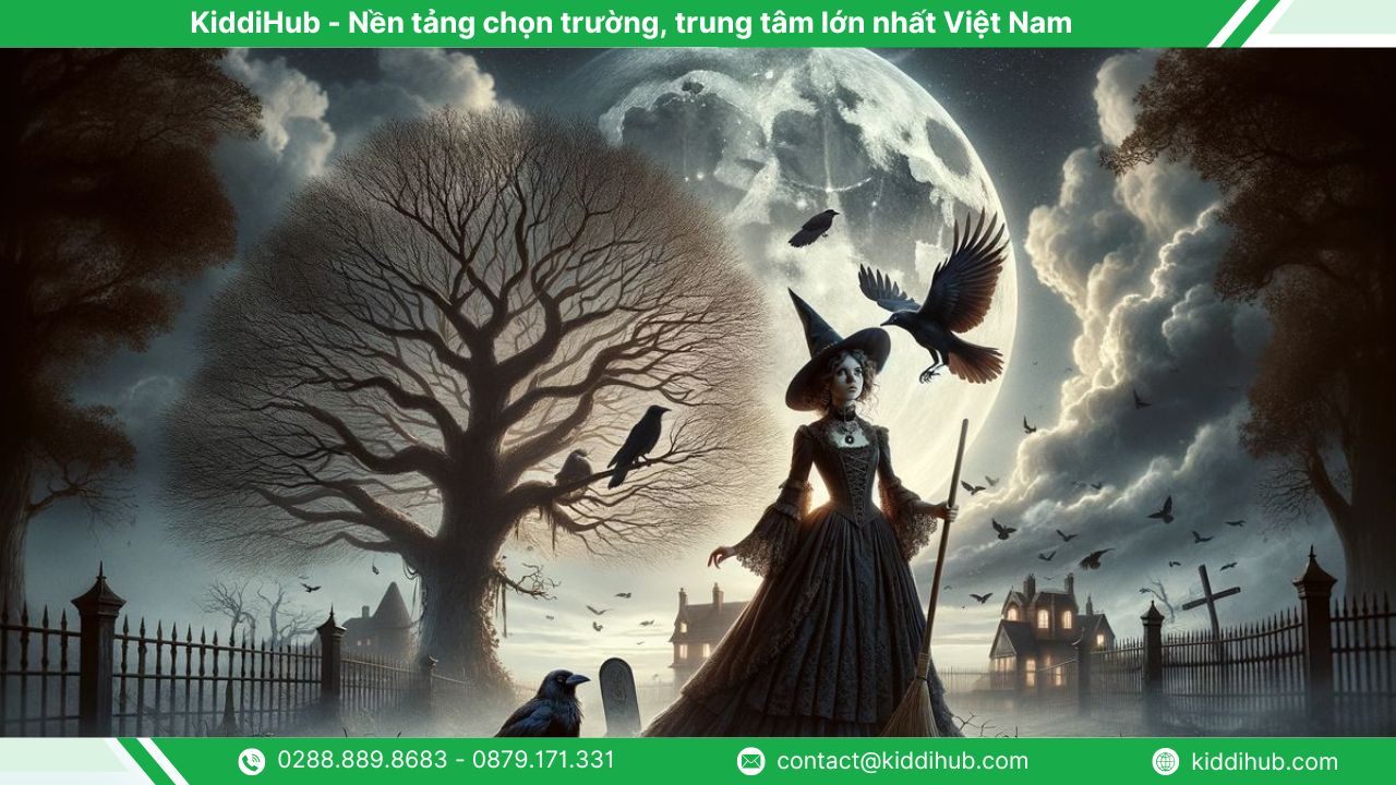 Hình nền Halloween máy tính chủ đề phù thủy