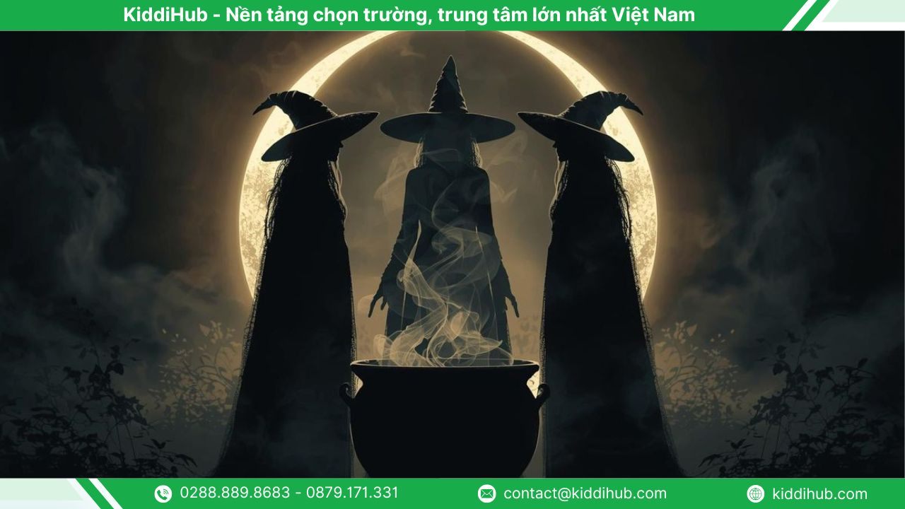 Hình nền Halloween máy tính phù thủy đen tối