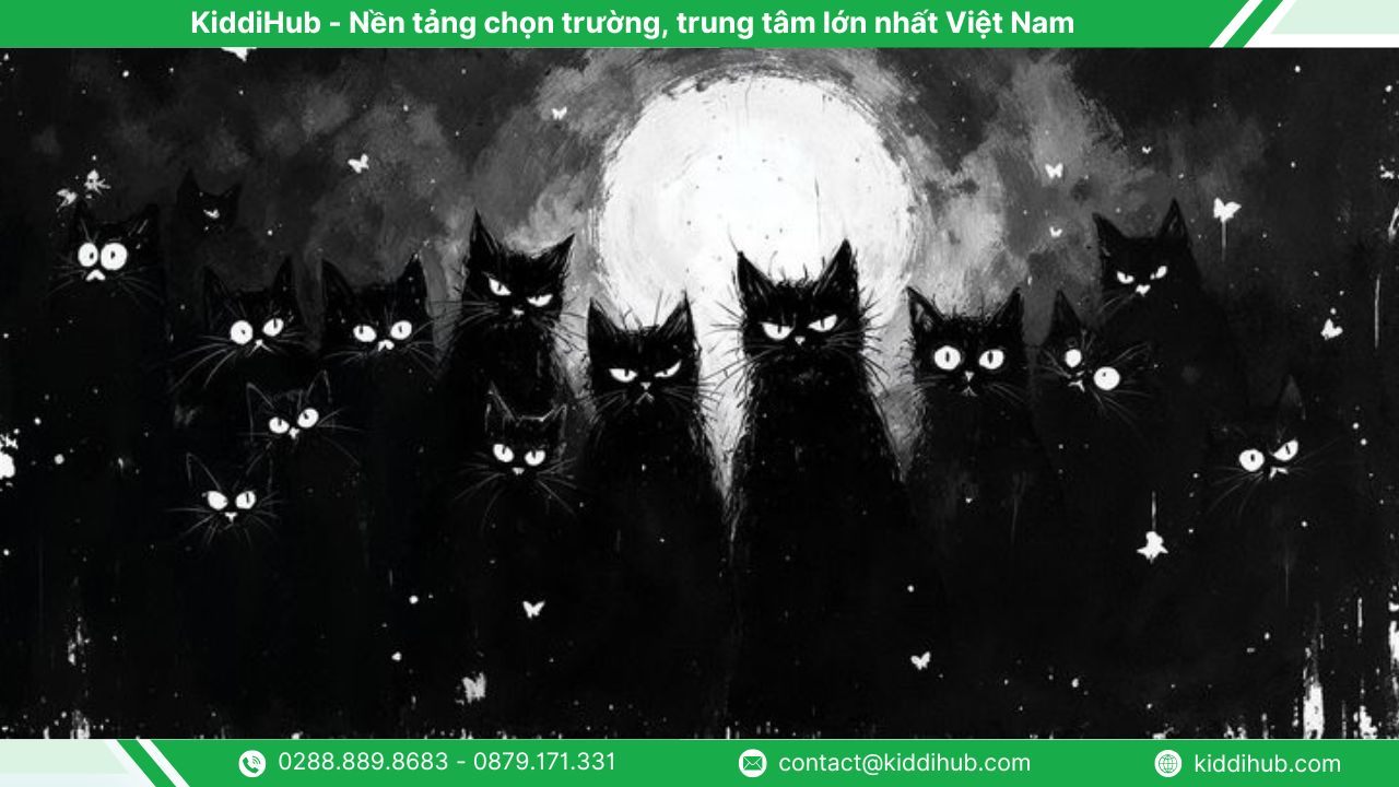 Hình nền Halloween máy tính mèo đen