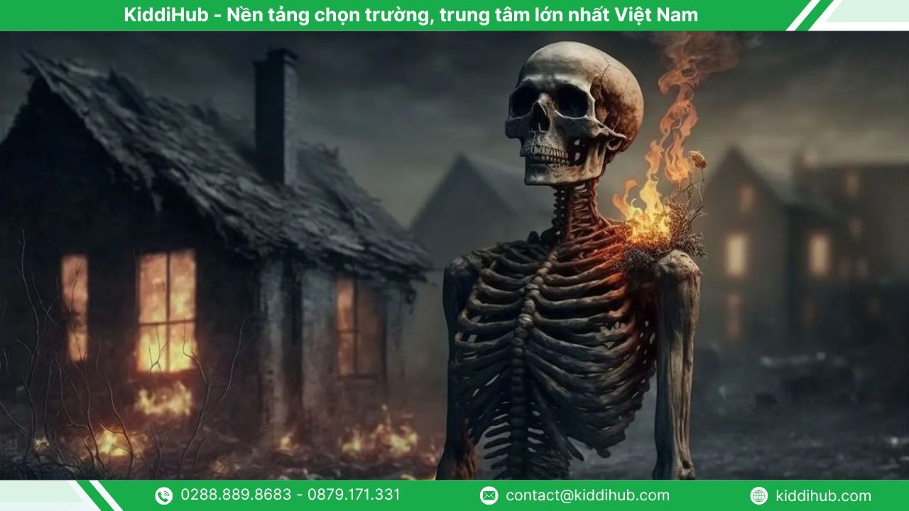 Hình nền Halloween máy tính hình bộ xương
