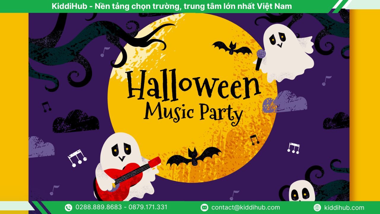thiết kế banner halloween âm nhạc đơn giản