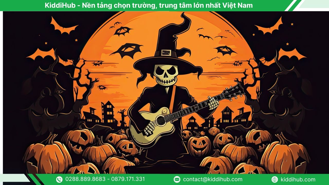 Banner Halloween âm nhạc pha chút kinh dị
