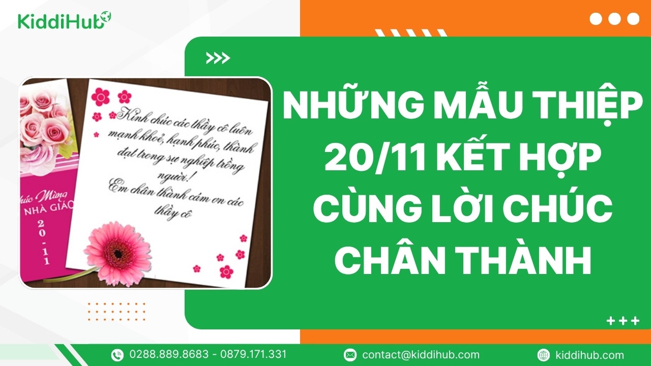 Những mẫu thiệp 20/11 kết hợp cùng lời chúc chân thành
