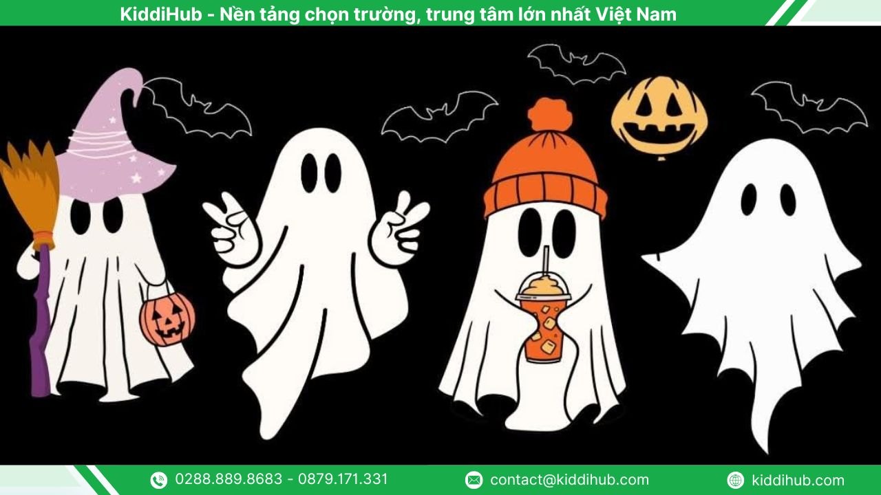 Bảng màu, cốc nước và khăn giấy hoàn thiện ma Halloween