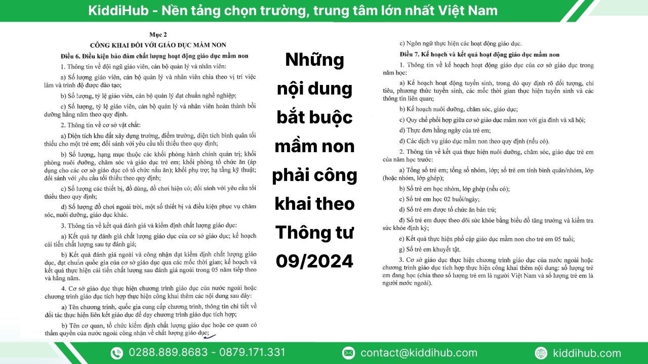 những nội dung bắt buộc mầm non phải công khai theo thông tư 09/2024