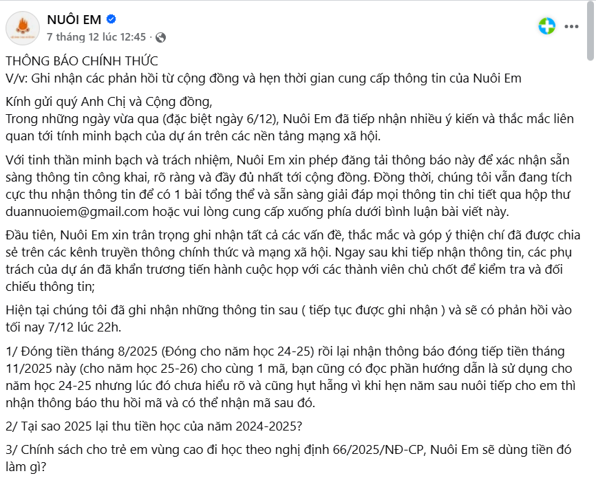 fanpage nuôi em lên tiếng giữa lùm xùm