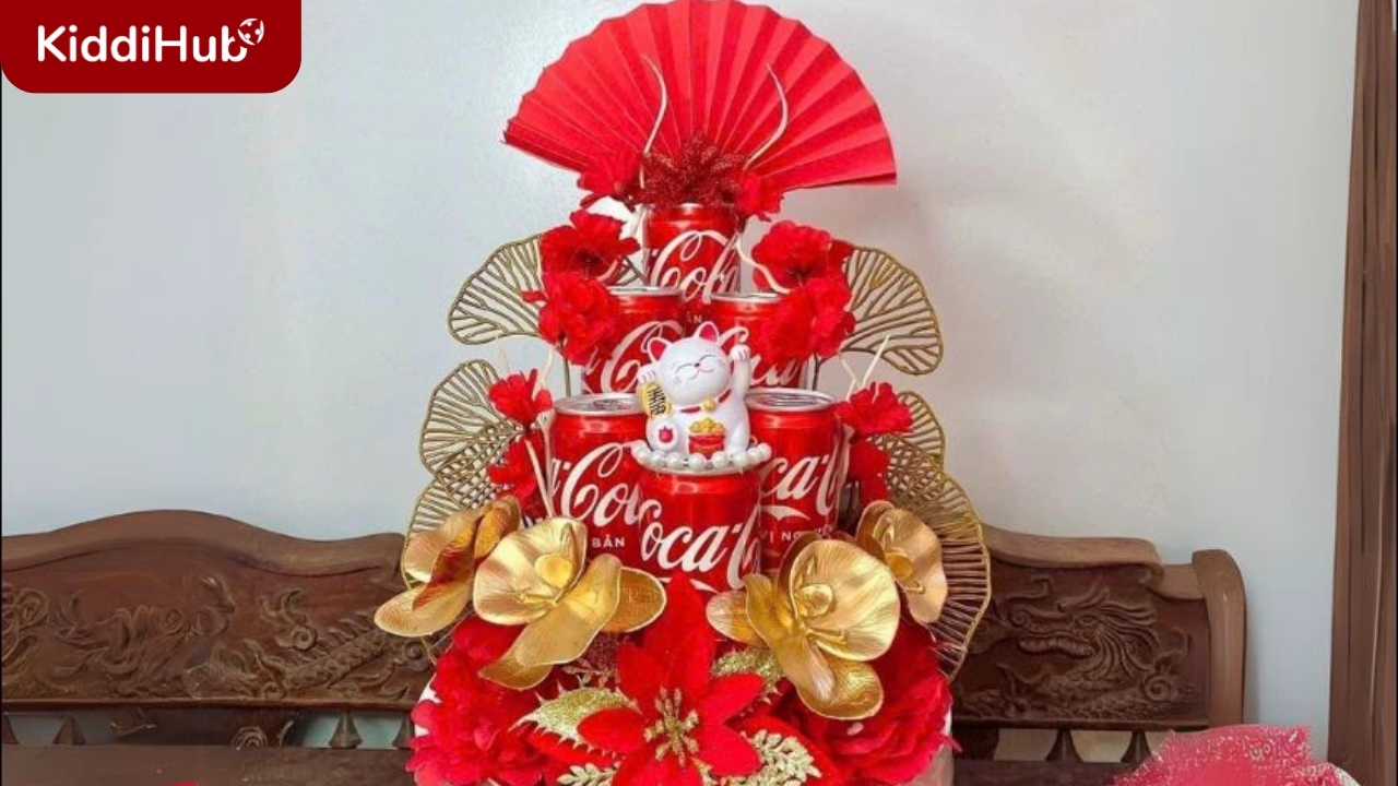 Trang trí tháp nước ngọt 3 tầng tài lộc