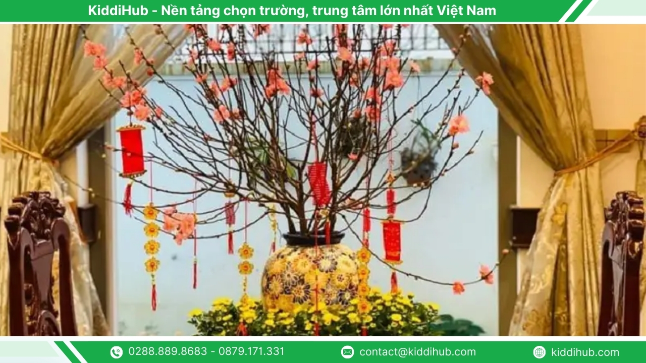 Trang Trí Tết nhà chung cư sử dụng đào – mai – quất