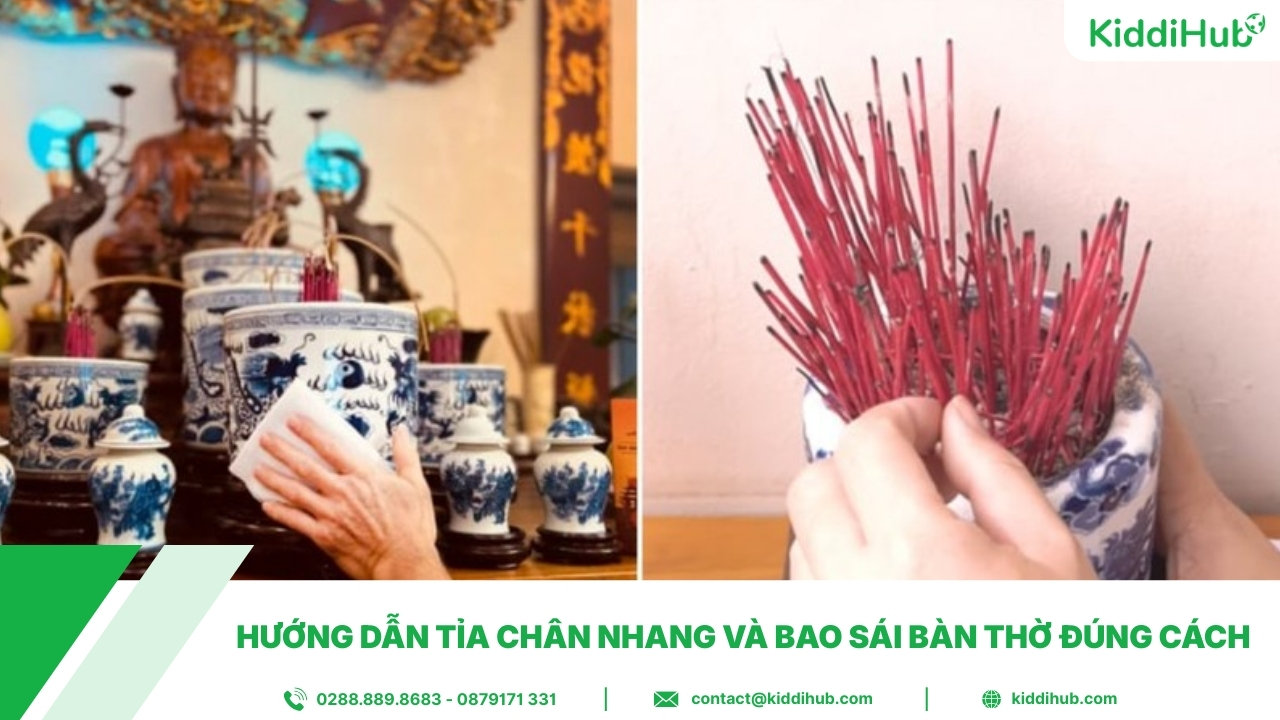 Hướng dẫn tỉa chân nhang và bao sái bàn thờ đúng cách